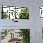 Stained timber casement windows