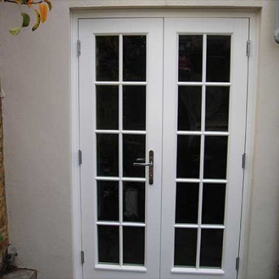 White timber french doors