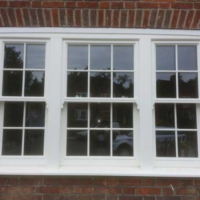 White box sash windows